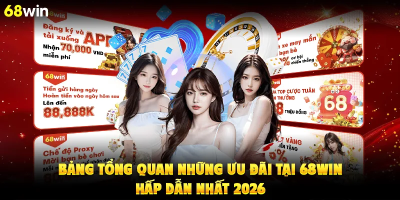 Bảng tổng quan những ưu đãi 68win hấp dẫn nhất 2026